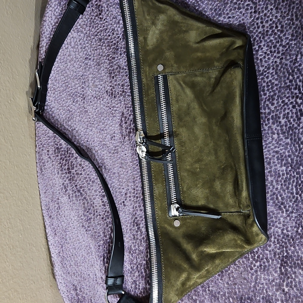 Rag And Bone Olive and Black Suede Crossbody Bag